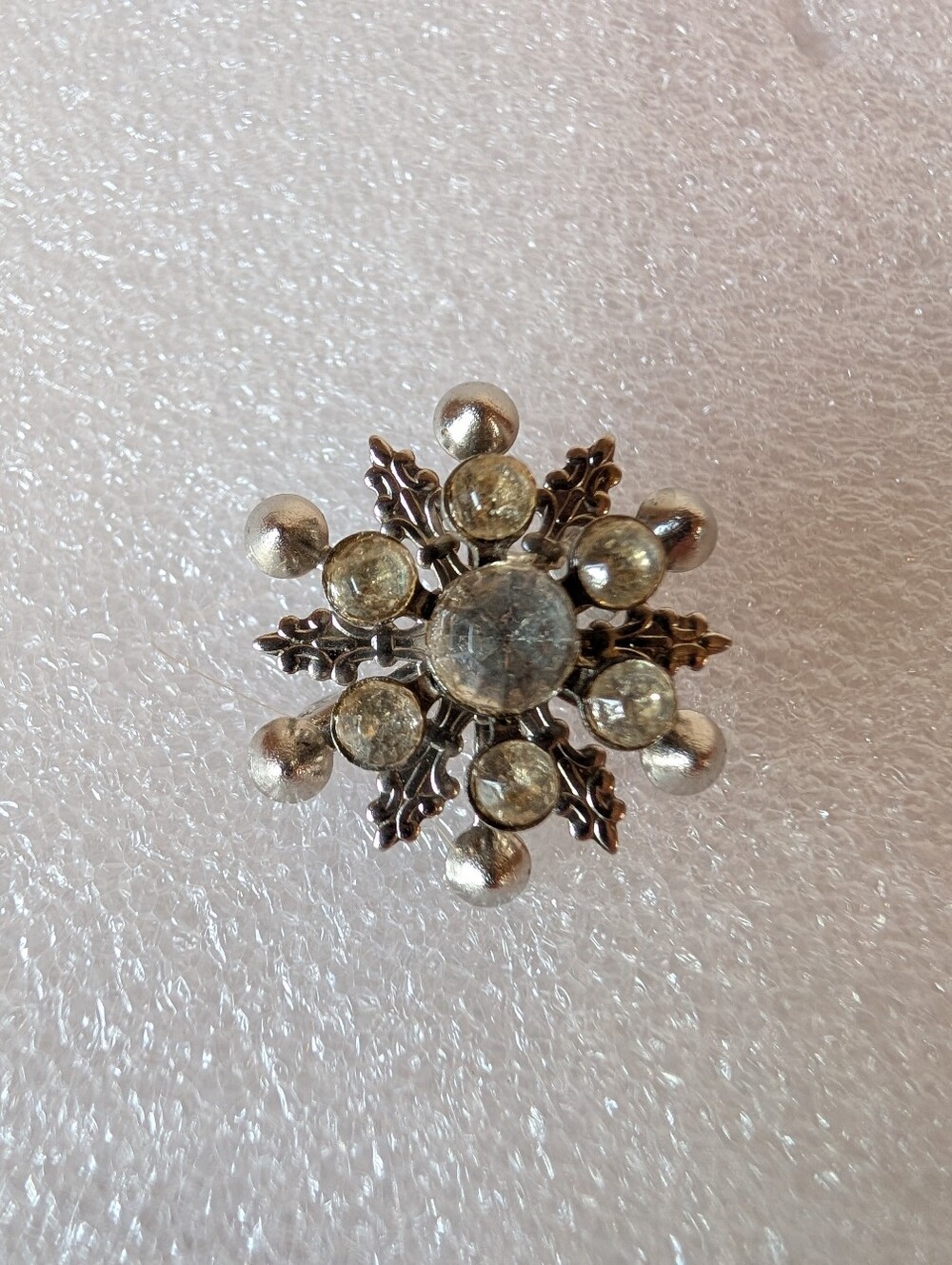 Silver-Tone Crystal Snowflake Brooch - Elegant Winter Jewelry